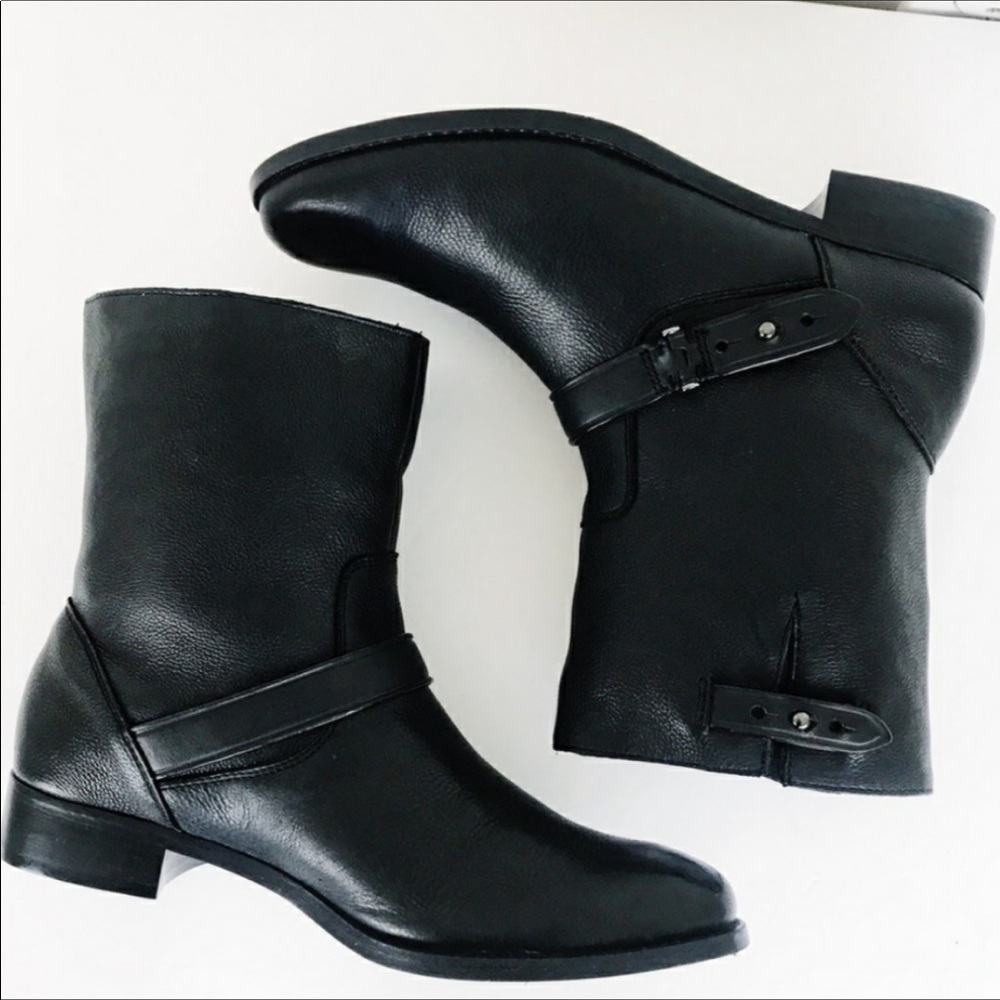 Coach Amy High Top Black Leather Ankle Boots
